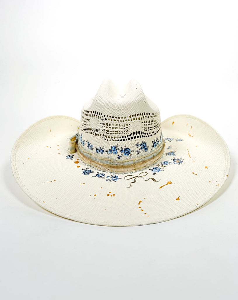 Mer Rose Atelier custom, hand-painted, one-of-a-kind cowboy hat by artist Marla Meridith.