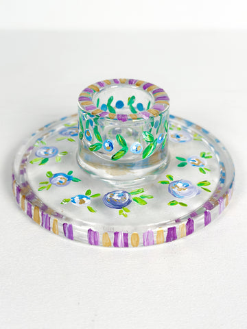 Mer Rose Atelier glass hand painted candle holder by artist Marla Meridith