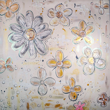 Mer Rose Atelier Winter Flowers acrylic on wood panel painting by Marla Meridith