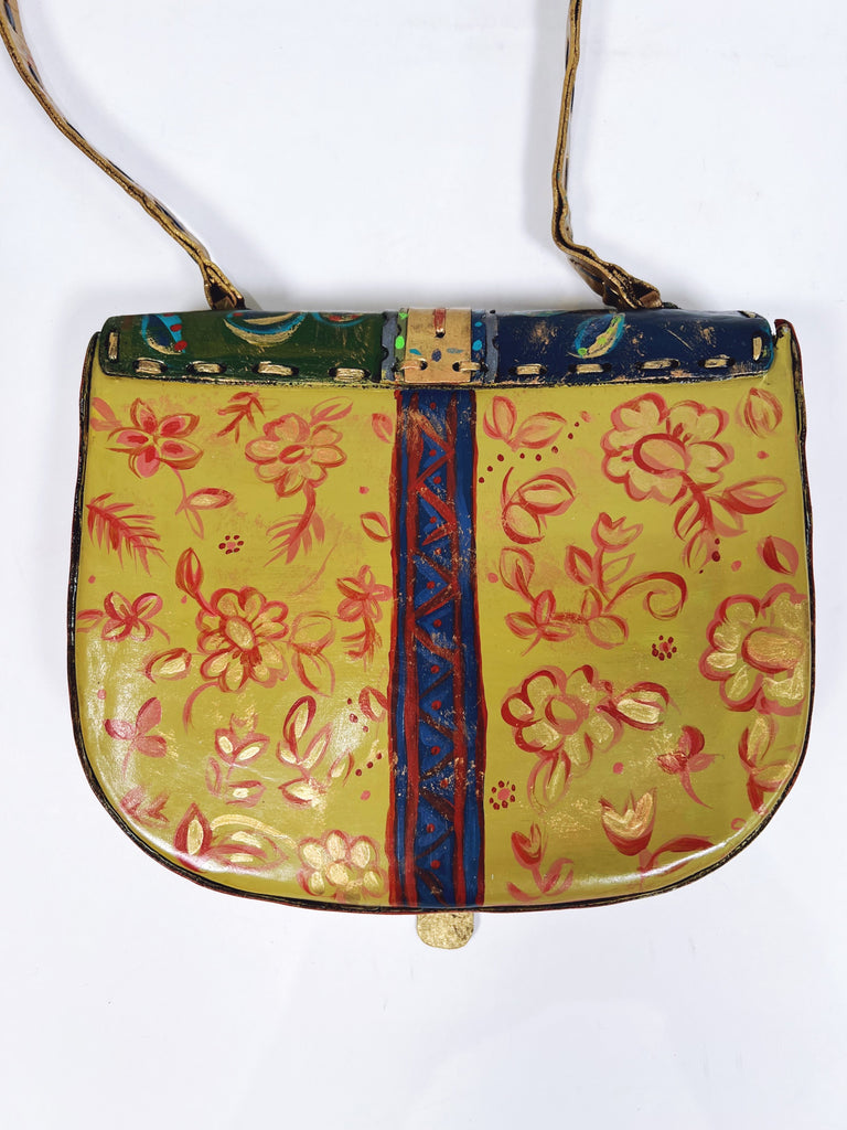 Lillian is a  hand painted vintage luxury leather handbag by Mer Rose Atelier