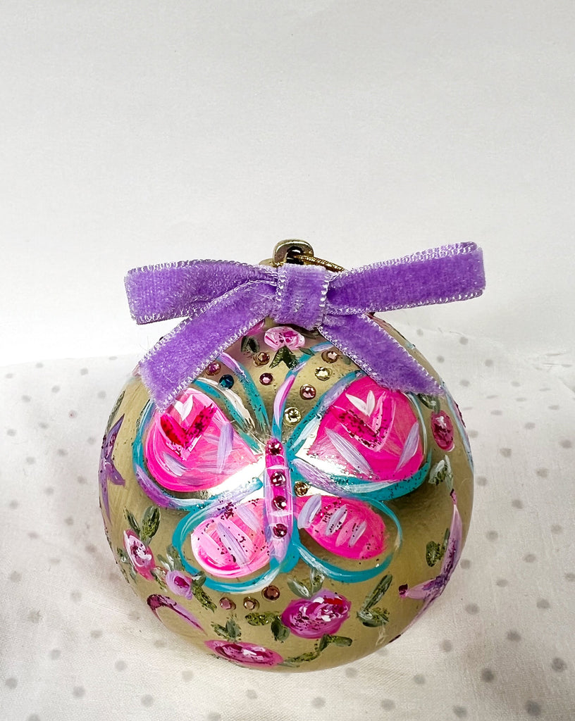 One of a kind, hand painted Mer Rose Atelier Christmas Ornament by Marla Meridith