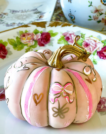 One-of-a-kind, hand painted pumpkins for the holiday table by Marla Meridith for Mer Rose Atelier