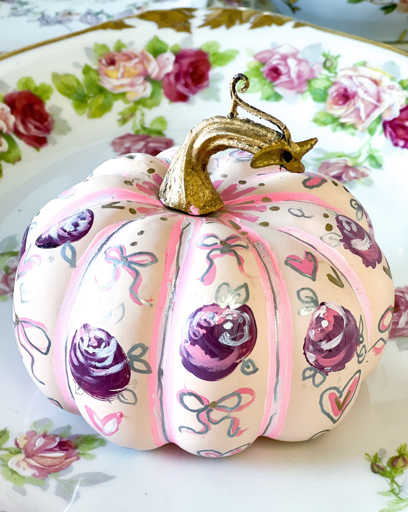 One-of-a-kind, hand painted pumpkins for the holiday table by Marla Meridith for Mer Rose Atelier