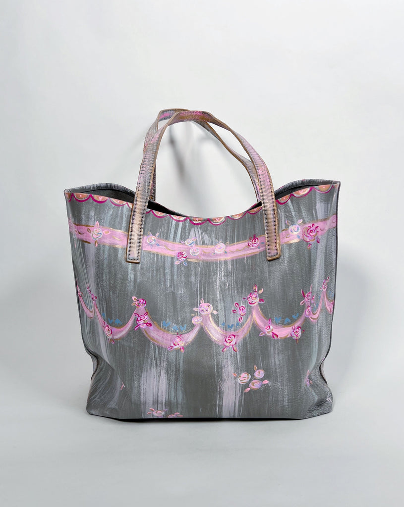 Gisele hand painted one-of-a-kind luxury leather tote bag by Mer Rose Atelier & Marla Meridith.