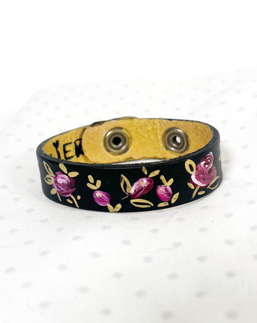 This sweet hand painted bracelet is perfect on it's own and also wonderful paired with fine jewelry