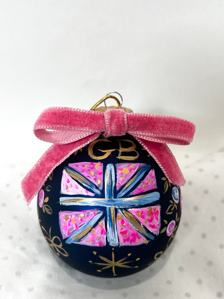 Mer Rose Atelier x Gina Bowhill hand painted glass Christmas ornament