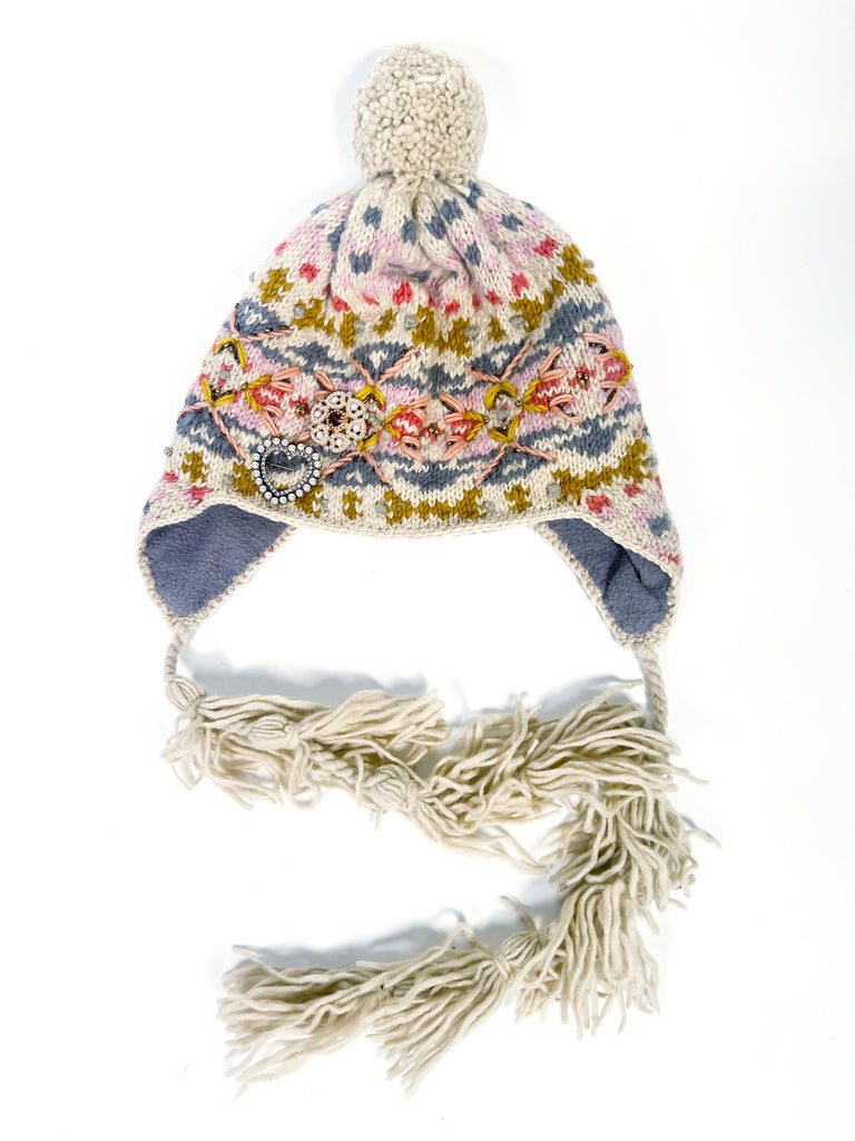 Hand knit French Knot Sedona Tassle Hat on Mer Rose Atelier