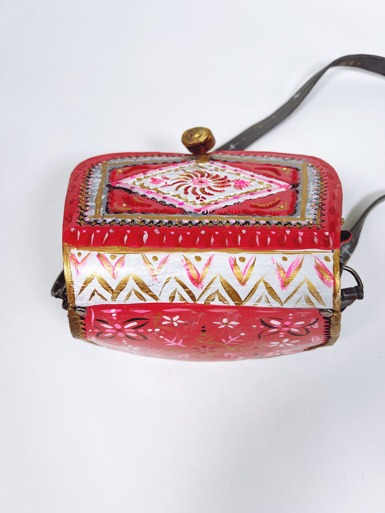 Cross body, luxury, hand  painted leather handbag